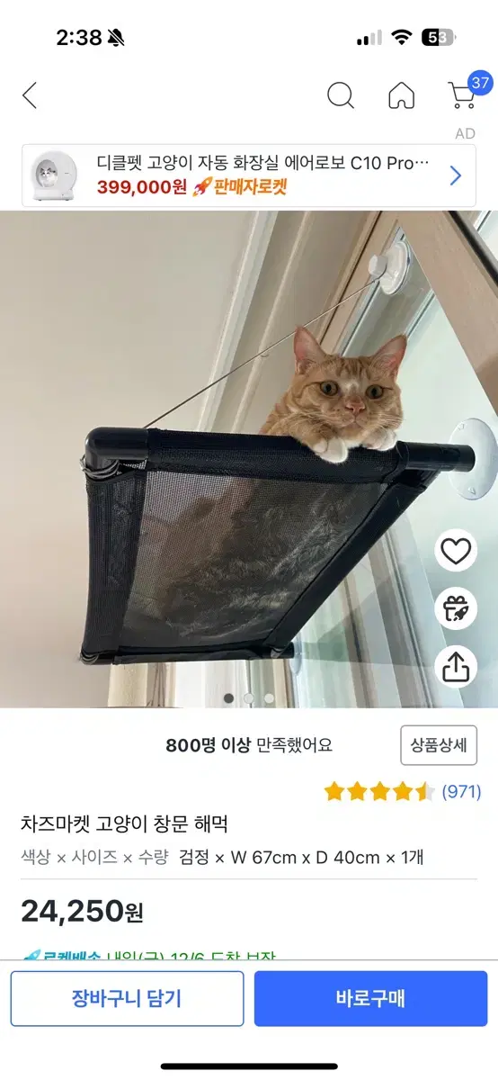 차즈마켓 고양이 해먹 대형